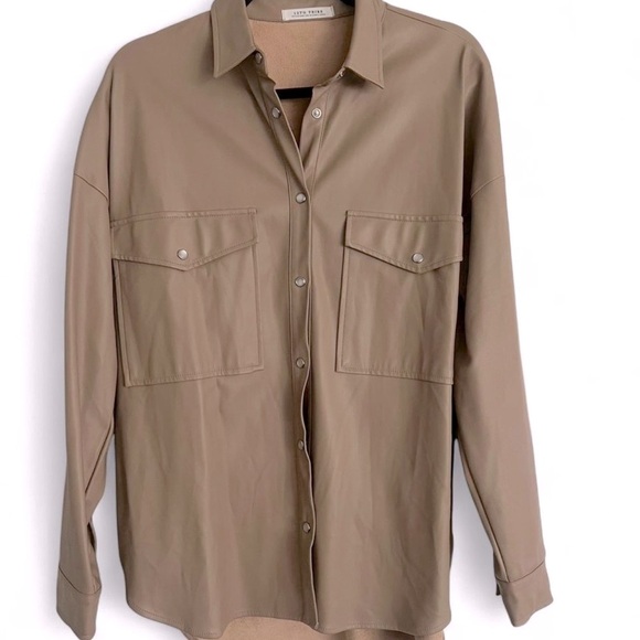12th Tribe Jackets & Blazers - 12th Tribe faux leather button up shirt jacket